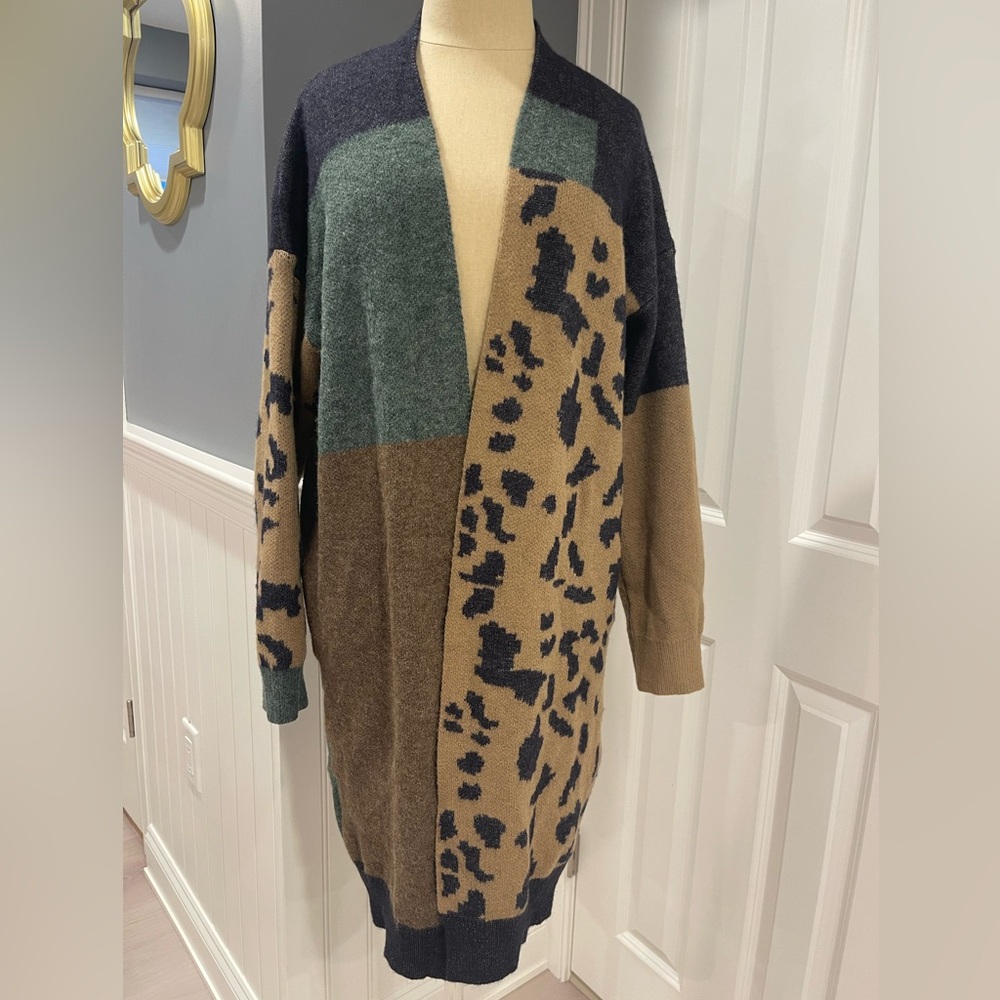 Pilcro Anthropologie Animal Printed Duster Cardigan